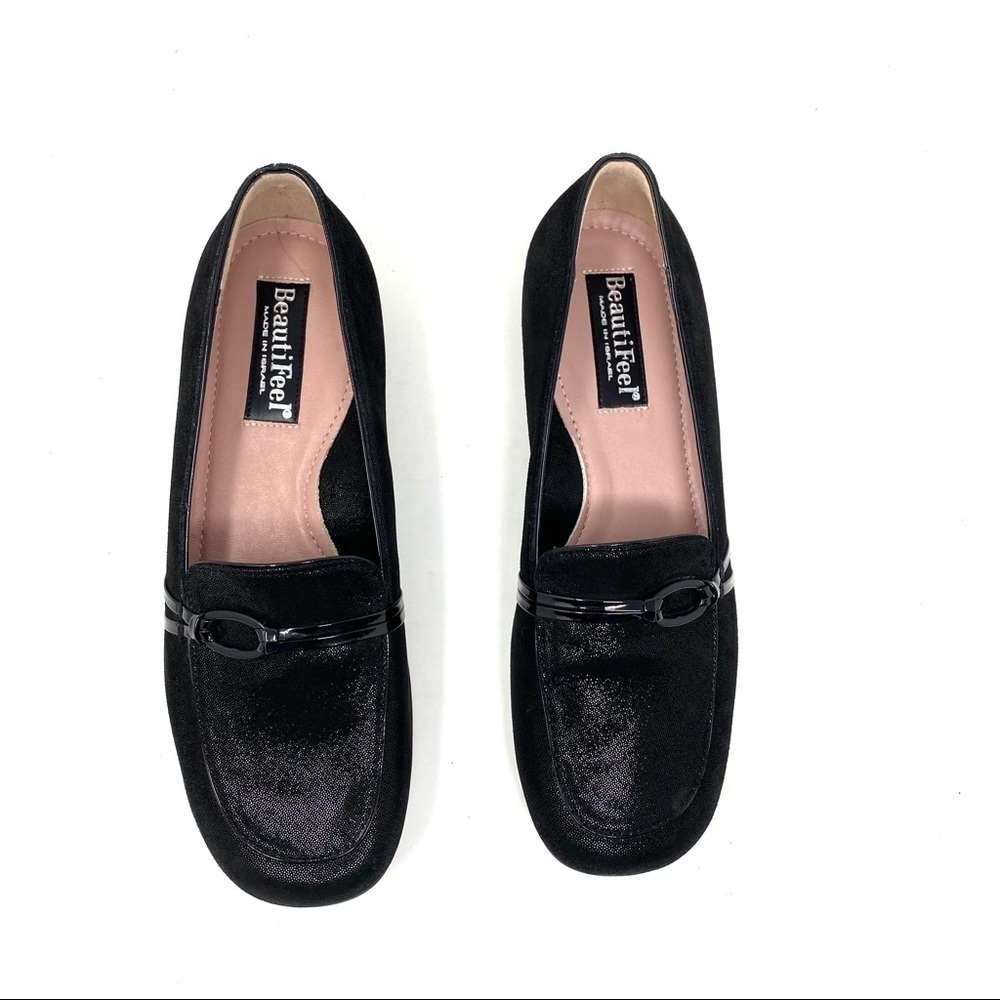 Beautifeel Plie Black sparkle suede dress casual loafers - Picture 4 of 8